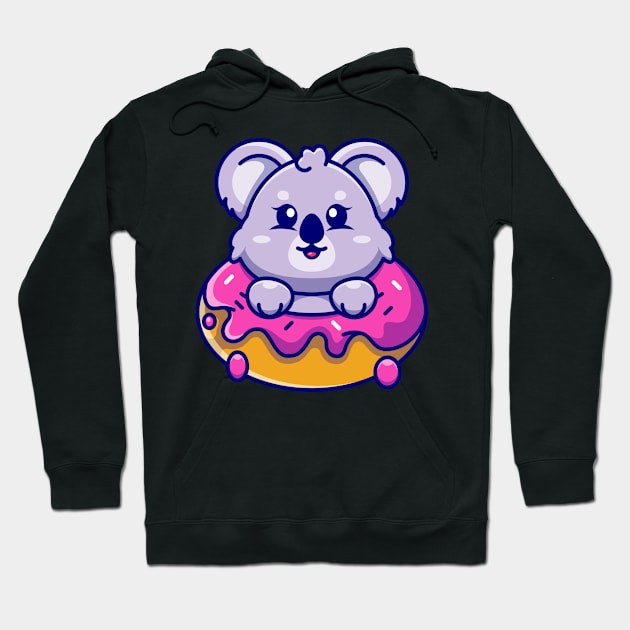 Cute baby koala with doughnut cartoon Hoodie by Wawadzgnstuff